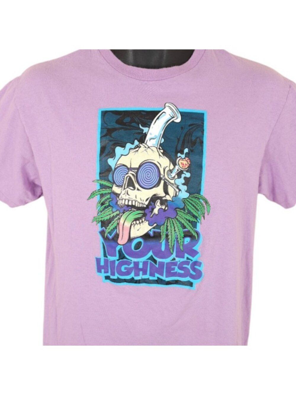 Your Highness T Shirt Mens Size Medium Purple Skull Cannabis